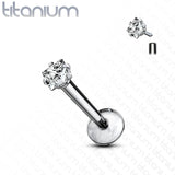 Implant Grade Titanium Internally Threaded Prong Set Square CZ Labret Labret Impulse Piercings