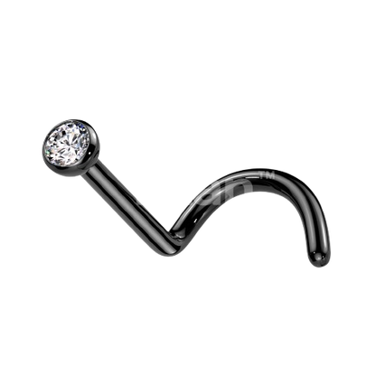 Implant Grade Titanium Press Fit CZ Nose Screw Nose Ring Skin Metals