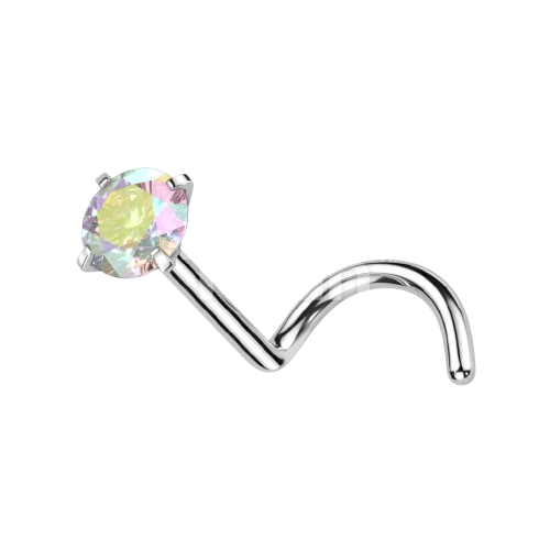Implant Grade Titanium Prong Set CZ Nose Screw Nose Ring Skin Metals