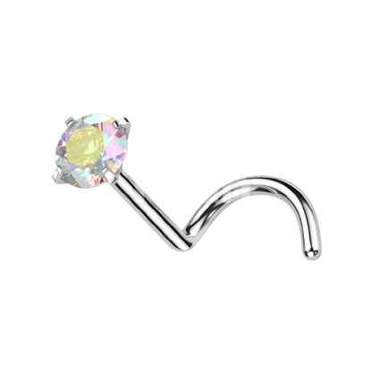 Implant Grade Titanium Prong Set CZ Nose Screw Nose Ring Skin Metals