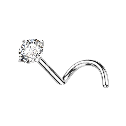 Implant Grade Titanium Prong Set CZ Nose Screw Nose Ring Skin Metals