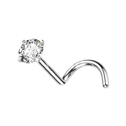 Implant Grade Titanium Prong Set CZ Nose Screw Nose Ring Skin Metals