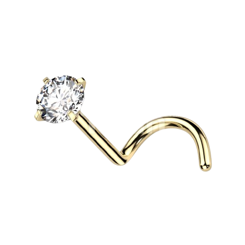 Implant Grade Titanium Prong Set CZ Nose Screw Nose Ring Skin Metals