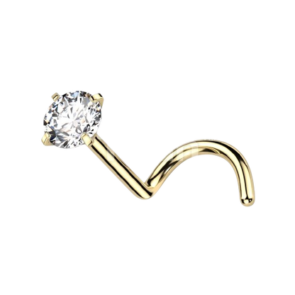 Implant Grade Titanium Prong Set CZ Nose Screw Nose Ring Skin Metals