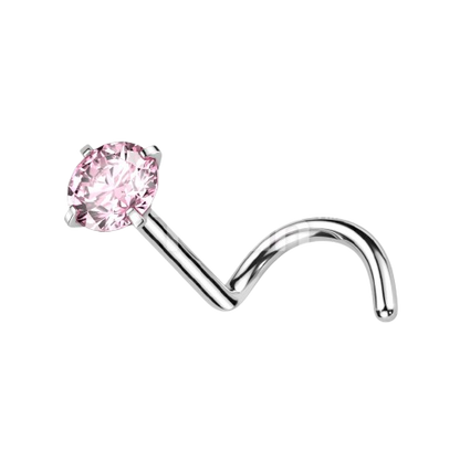Implant Grade Titanium Prong Set CZ Nose Screw Nose Ring Skin Metals