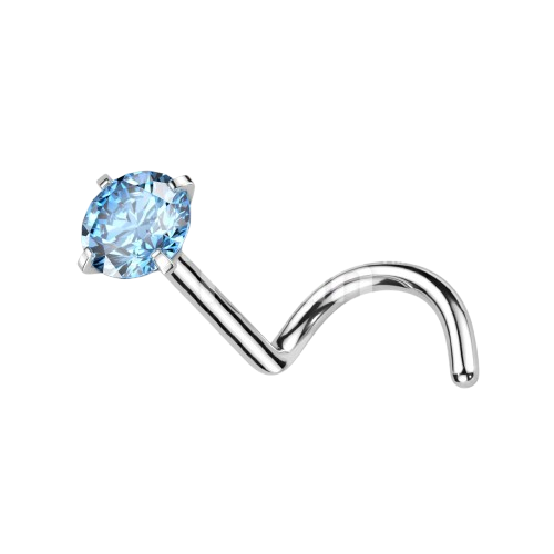 Implant Grade Titanium Prong Set CZ Nose Screw Nose Ring Skin Metals