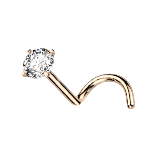 Implant Grade Titanium Prong Set CZ Nose Screw Nose Ring Skin Metals