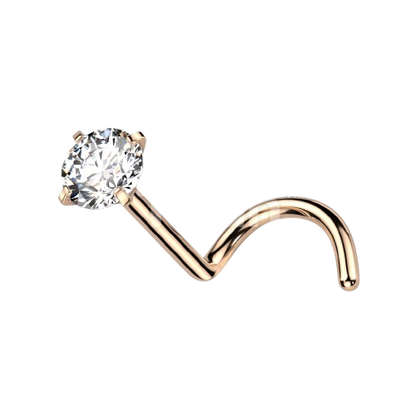 Implant Grade Titanium Prong Set CZ Nose Screw Nose Ring Skin Metals