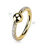 Titanium Outward Facing Pave CZ Sides Captive Bead Ring Captive Bead Impulse Piercings 16GA Length: 8mm Gold