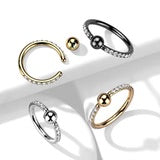 Titanium Outward Facing Pave CZ Sides Captive Bead Ring Captive Bead Impulse Piercings