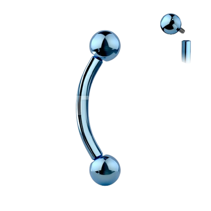 Implant Grade Titanium Internally Threaded PVD Plated Curved Barbell Barbell Skin Metals