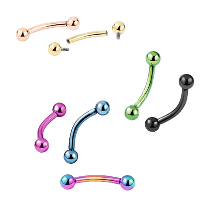 Implant Grade Titanium Internally Threaded PVD Plated Curved Barbell Barbell Skin Metals