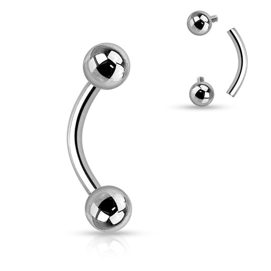 Implant Grade Titanium Internally Threaded Curved Barbell Curved Barbell Skin Metals