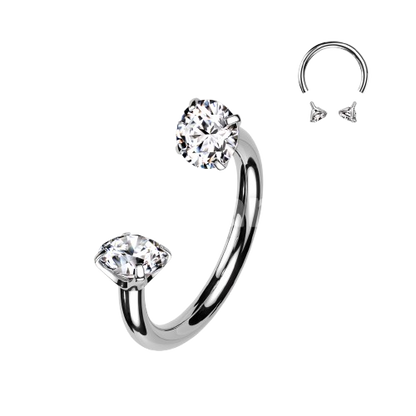 Implant Grade Titanium Internally Threaded Prong Set CZ Horseshoe Horseshoe Skin Metals