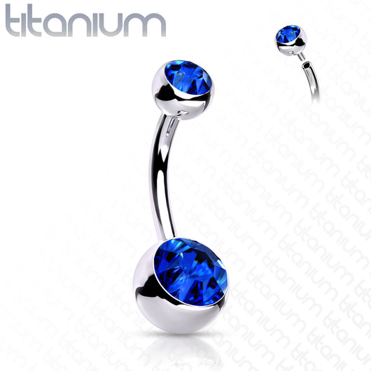 Internally Threaded Double Clear Gem Ball Navel Ring 316L Surgical Steel Navel Ring Impulse Piercings