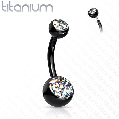 Internally Threaded Double Clear Gem Ball Navel Ring 316L Surgical Steel Navel Ring Impulse Piercings