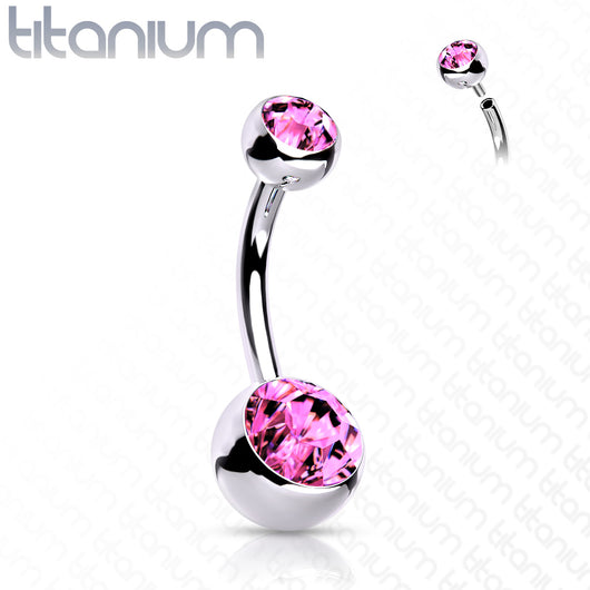 Internally Threaded Double Clear Gem Ball Navel Ring 316L Surgical Steel Navel Ring Impulse Piercings