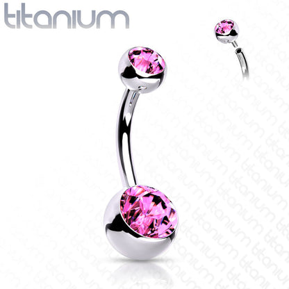 Internally Threaded Double Clear Gem Ball Navel Ring 316L Surgical Steel Navel Ring Impulse Piercings
