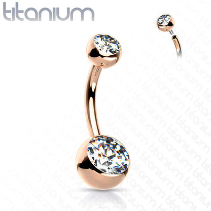 Internally Threaded Double Clear Gem Ball Navel Ring 316L Surgical Steel Navel Ring Impulse Piercings