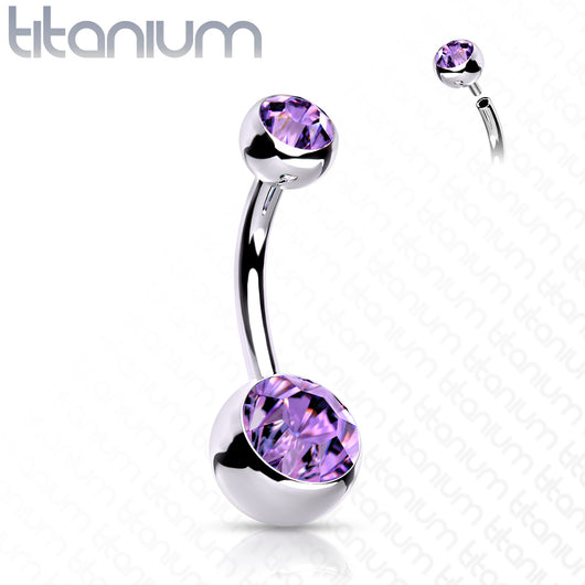 Internally Threaded Double Clear Gem Ball Navel Ring 316L Surgical Steel Navel Ring Impulse Piercings
