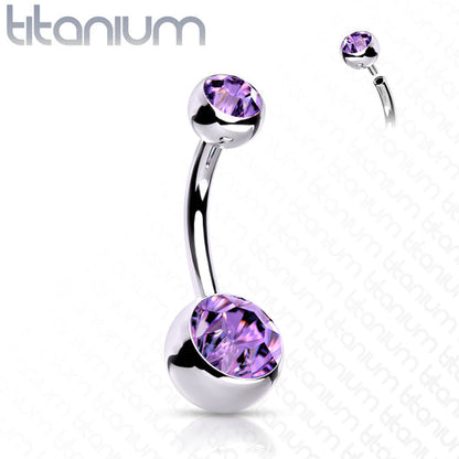 Internally Threaded Double Clear Gem Ball Navel Ring 316L Surgical Steel Navel Ring Impulse Piercings