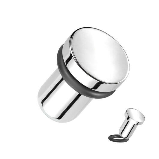 Implant Grade Titanium Mirror Polished Flat Round Top Single Flare Plug With O-Ring Plugs Skin Metals