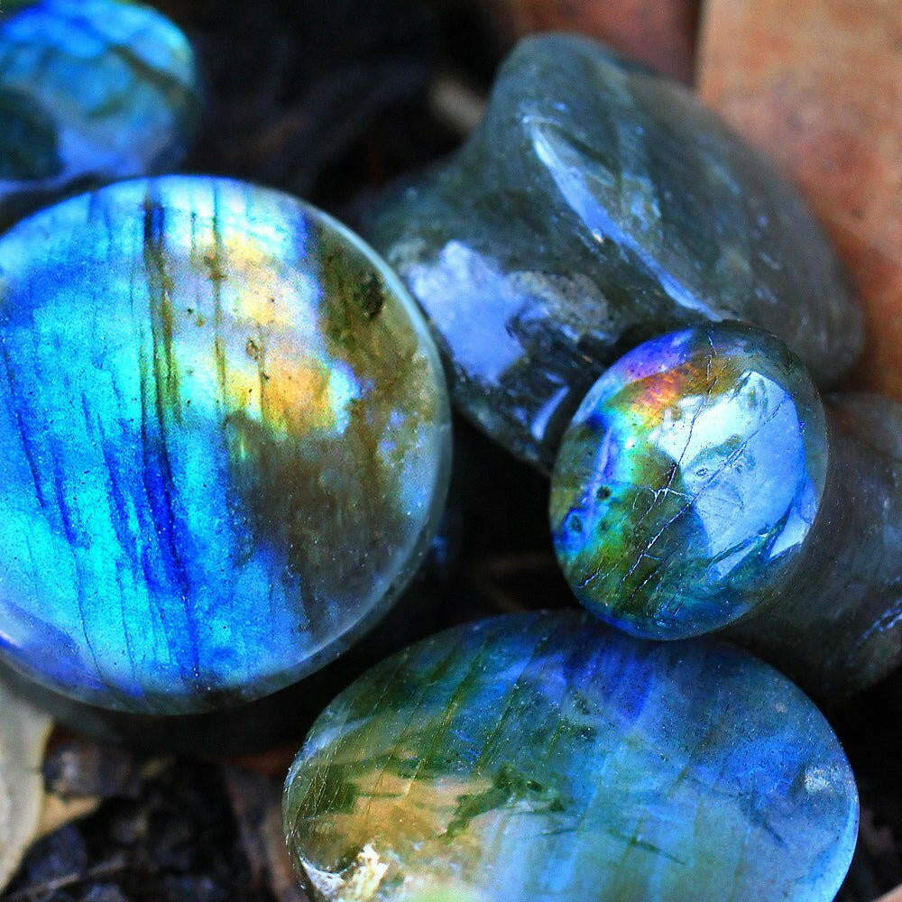 AAA Grade Natural Labradorite Stone Saddle Plug Plugs Impulse Piercings