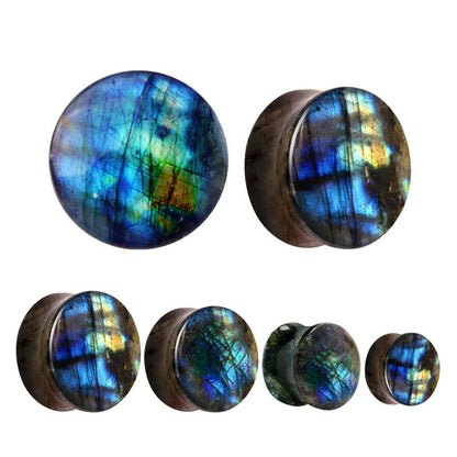 AAA Grade Natural Labradorite Stone Saddle Plug Plugs Impulse Piercings 2 gauge