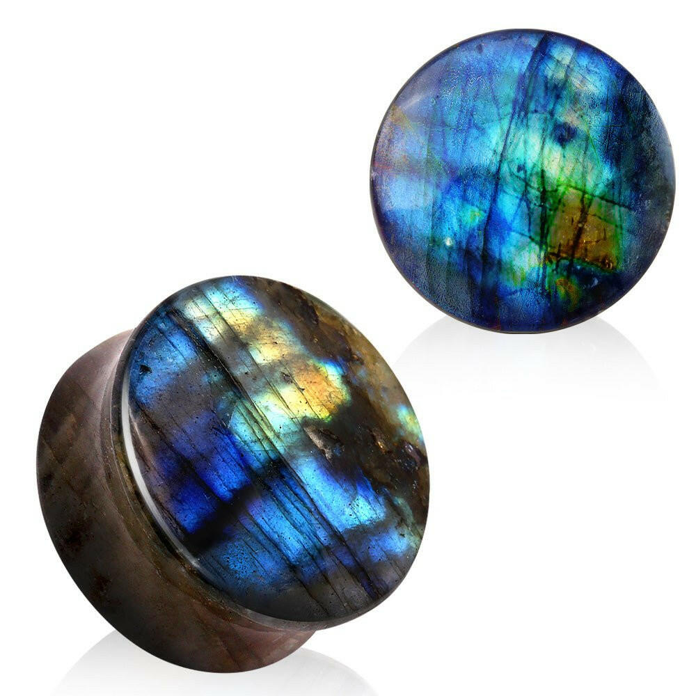 AAA Grade Natural Labradorite Stone Saddle Plug Plugs Impulse Piercings