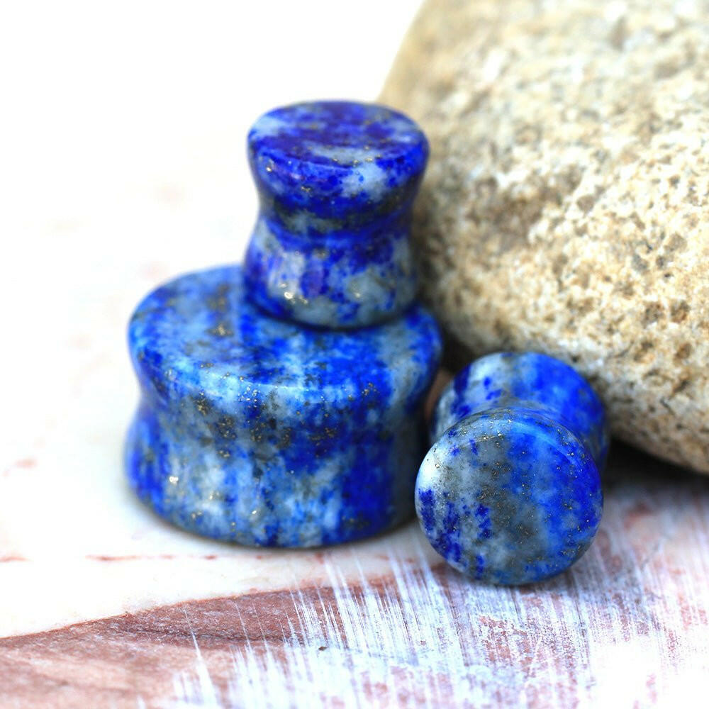 AAA Grade Natural Lapis Lazuli Stone Saddle Plug Earrings Plug Earrings Impulse Piercings