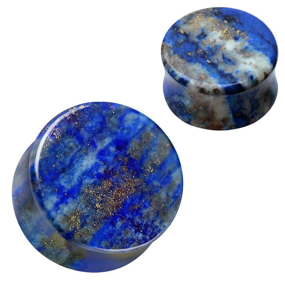 AAA Grade Natural Lapis Lazuli Stone Saddle Plug Earrings Plug Earrings Impulse Piercings