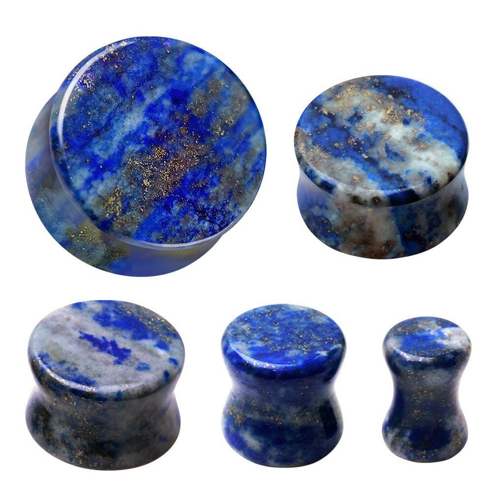 AAA Grade Natural Lapis Lazuli Stone Saddle Plug Earrings Plug Earrings Impulse Piercings