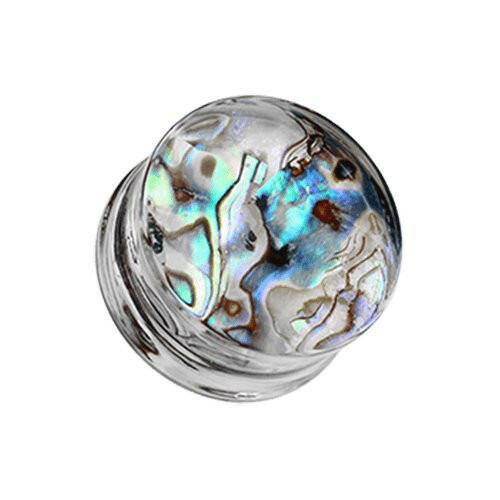 Abalone Inlay Double Flared Ear Gauge Plug Earrings Plug Earrings Impulse Piercings 2 GA (6.5mm)