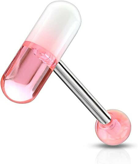 Acrylic 2 Color Pill Barbells Barbell Impulse Piercings Pink