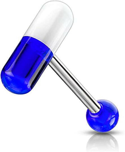 Acrylic 2 Color Pill Barbells Barbell Impulse Piercings Blue