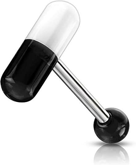 Acrylic 2 Color Pill Barbells Barbell Impulse Piercings Black