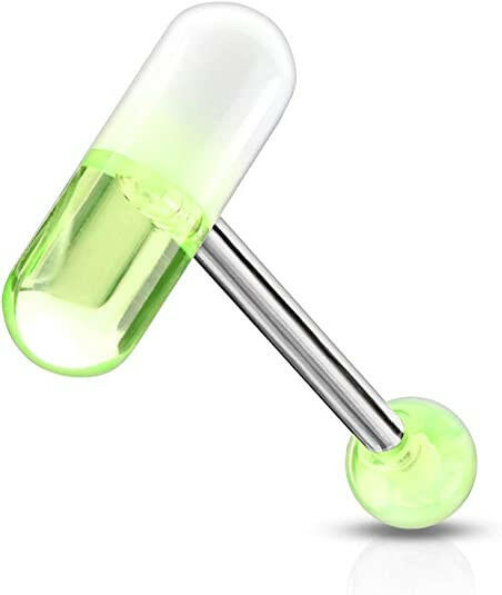 Acrylic 2 Color Pill Barbells Barbell Impulse Piercings Green