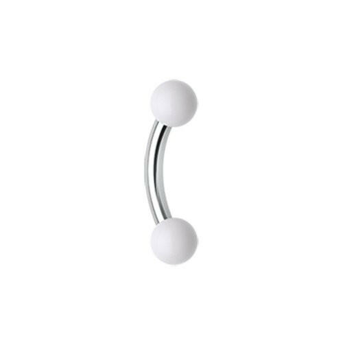 Acrylic Ball Curved Barbell Eyebrow Ring Curved Barbell Impulse Piercings 5/16" (8mm) White