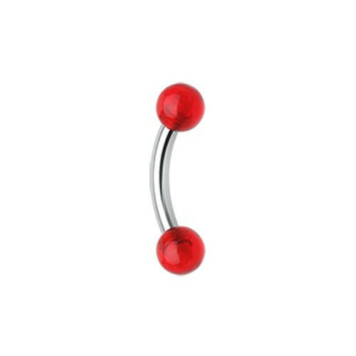 Acrylic Ball Curved Barbell Eyebrow Ring Curved Barbell Impulse Piercings 5/16" (8mm) Red