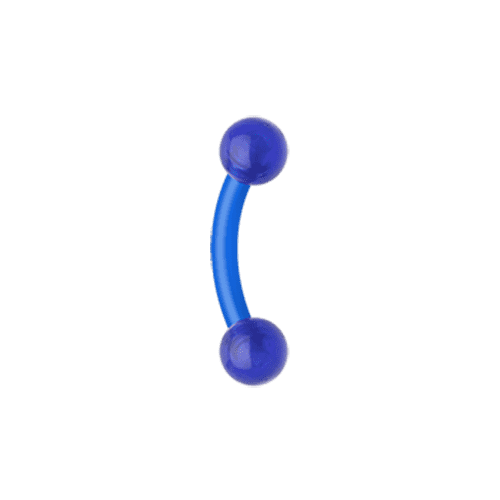 Acrylic Bio Flexible Shaft Curved Barbell Eyebrow Ring Curved Barbell Impulse Piercings 5/16" (8mm) Blue