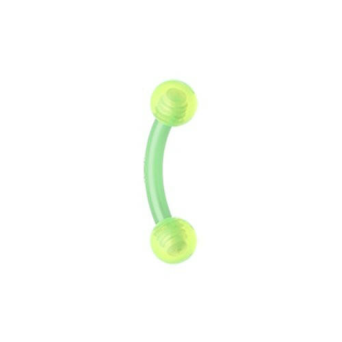 Acrylic Bio Flexible Shaft Curved Barbell Eyebrow Ring Curved Barbell Impulse Piercings 5/16" (8mm) Green