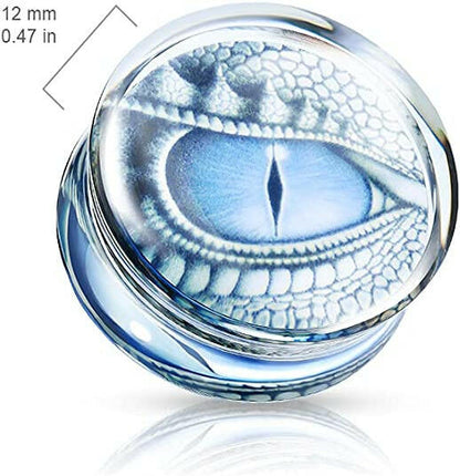 Acrylic Blue Dragon Eye Print Encased Clear Saddle Fit Plug Plugs Impulse Piercings