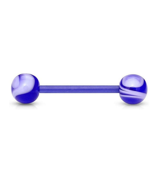 Acrylic Flexible Shaft with Acrylic Marble Barbells Barbell Impulse Piercings Blue