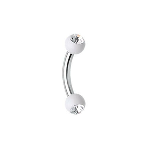 Acrylic Gem Ball Curved Barbell Eyebrow Ring Curved Barbell Impulse Piercings 5/16" (8mm) White/Clear