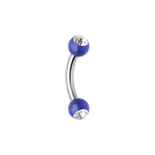 Acrylic Gem Ball Curved Barbell Eyebrow Ring Curved Barbell Impulse Piercings 5/16" (8mm) 5/32" (4mm) Blue/Clear