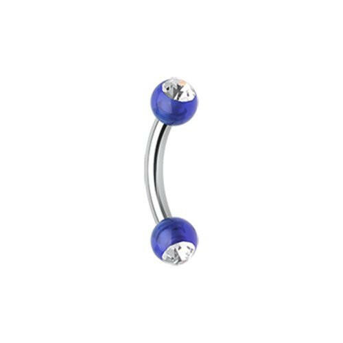 Acrylic Gem Ball Curved Barbell Eyebrow Ring Curved Barbell Impulse Piercings 5/16" (8mm) Blue/Clear