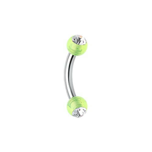 Acrylic Gem Ball Curved Barbell Eyebrow Ring Curved Barbell Impulse Piercings 5/16" (8mm) 5/32" (4mm) Green/Clear