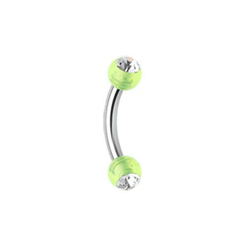 Acrylic Gem Ball Curved Barbell Eyebrow Ring Curved Barbell Impulse Piercings 5/16" (8mm) 5/32" (4mm) Green/Clear