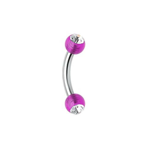 Acrylic Gem Ball Curved Barbell Eyebrow Ring Curved Barbell Impulse Piercings 5/16" (8mm) Purple/Clear