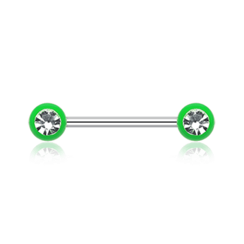 Acrylic Gem Ball Nipple Barbell Ring Nipple Ring Impulse Piercings Green/Clear